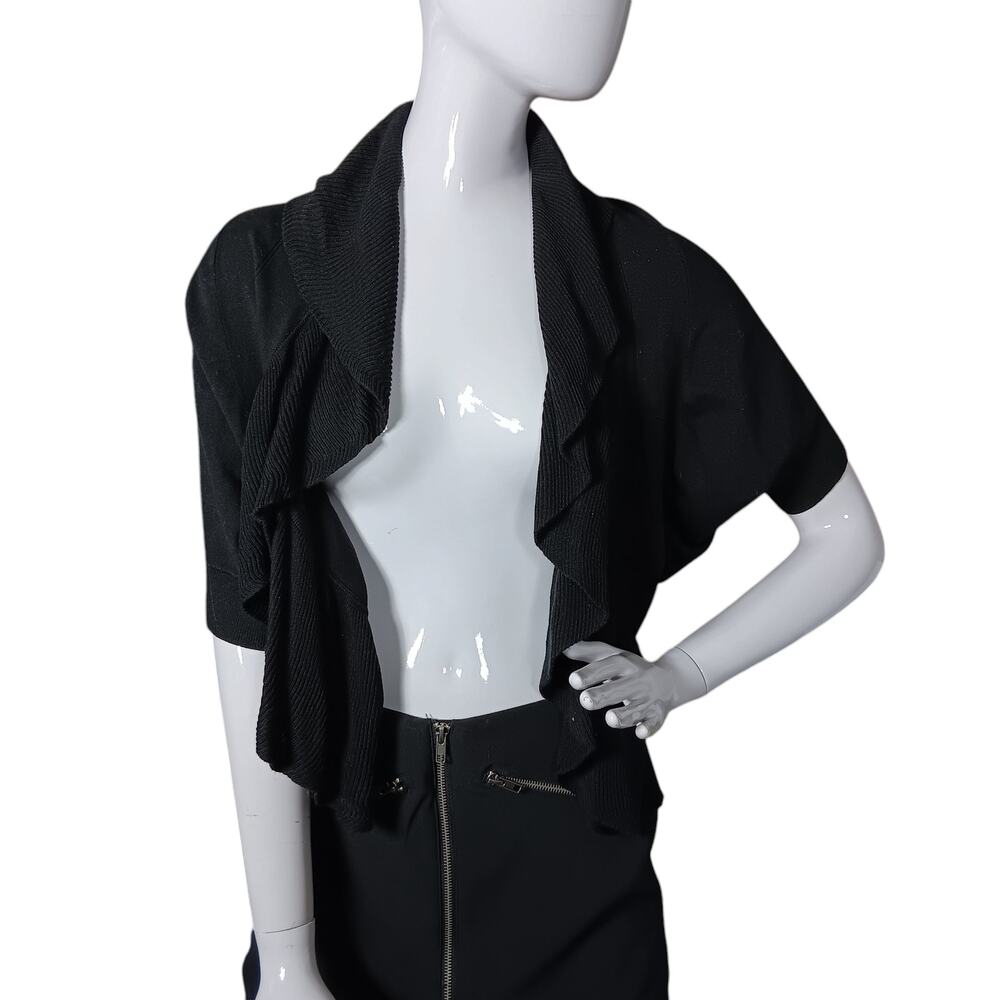 Mossimo Open Fine Knit Cardigan Size XS Black Flared Short Sleeves and Sides